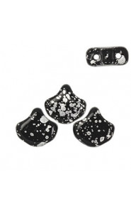 Ginko Leaf Beads 7.5x7.5mm Silver splash jet
